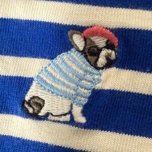 Talbots Royal Blue & White Stripe Shirt with Frenchies  Size Large